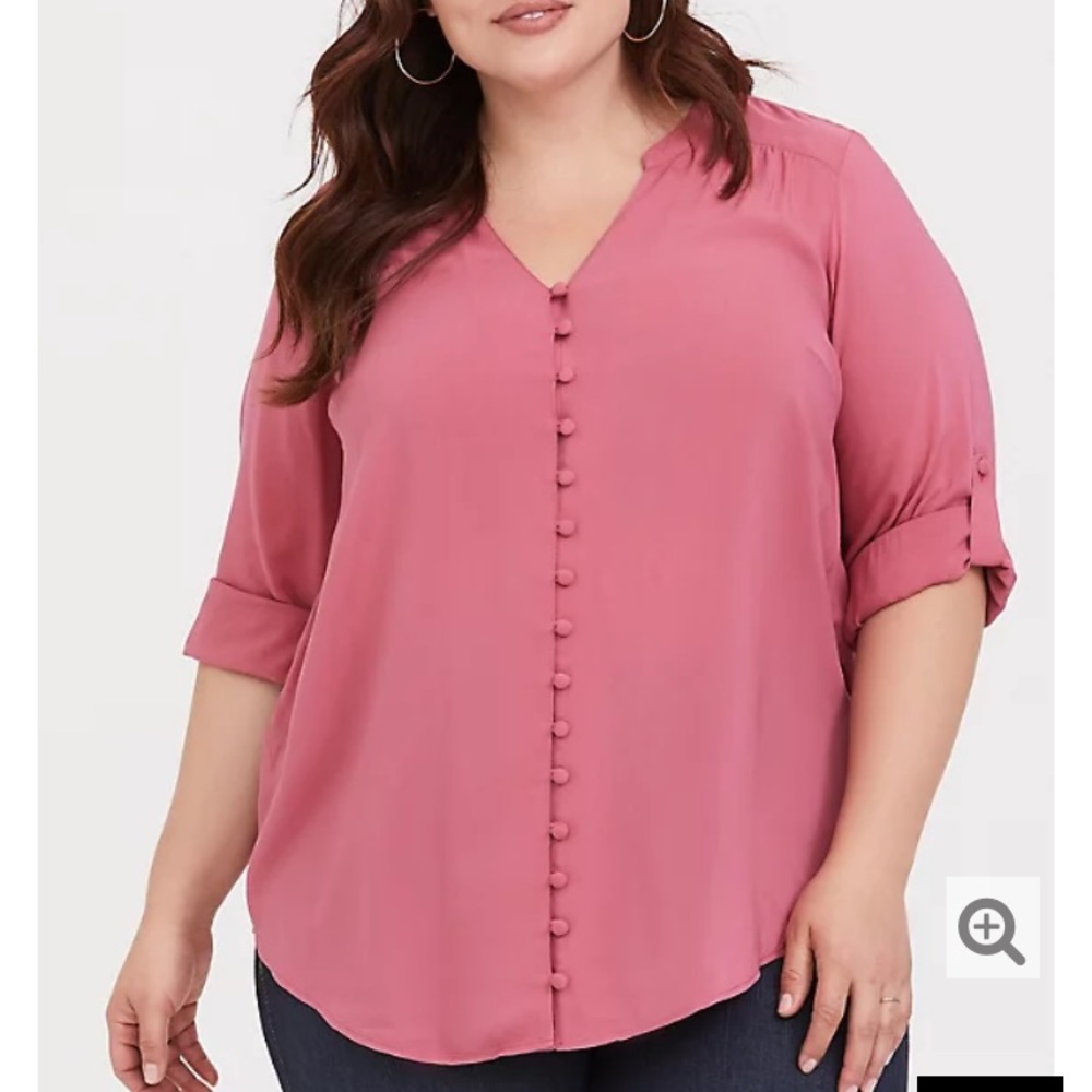 Torrid | Harper Pink Challis Button-Down Blouse